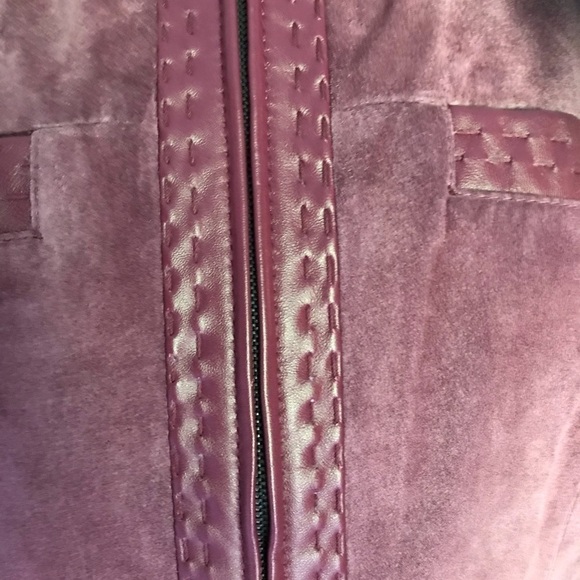 Pamela McCoy Collection Purple Leather Longline Jacket - Picture 6 of 12